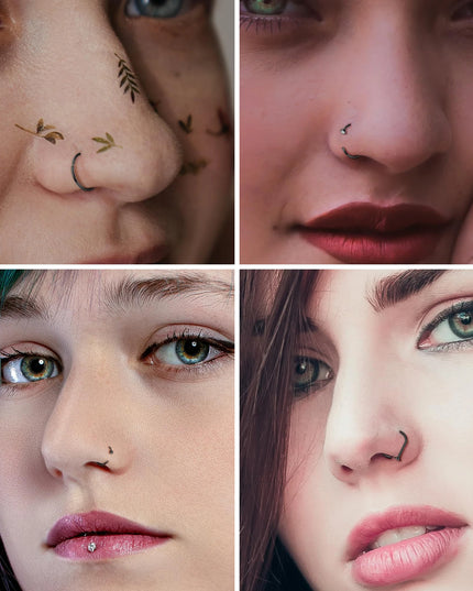 Fake Nose Ring Hoop Lip Labret Ring for Women Non Pierce Hoop Nose Ring  Septum Hoop  Ring Tragus Rook Ring Non Piercing Jewelry