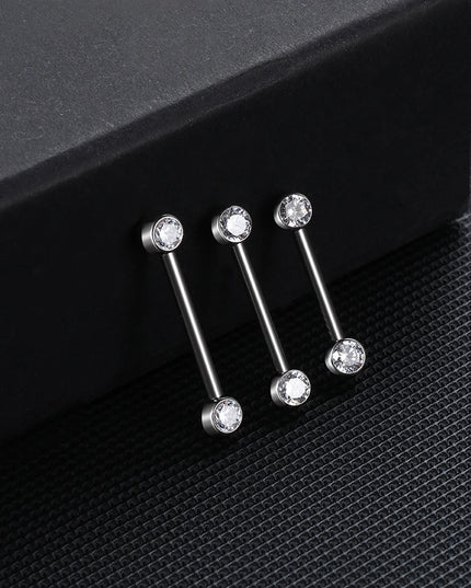 1/2Pcs Titanium Nipple Piercing Jewelry CZ Bezel Tongue Nipple Bars Piercing for Breasts Sexy Piercing Mamilo for Women 12-20mm