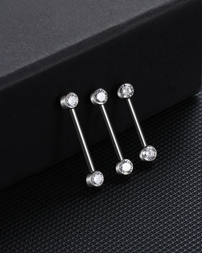 1/2Pcs Titanium Nipple Piercing Jewelry CZ Bezel Tongue Nipple Bars Piercing for Breasts Sexy Piercing Mamilo for Women 12-20mm