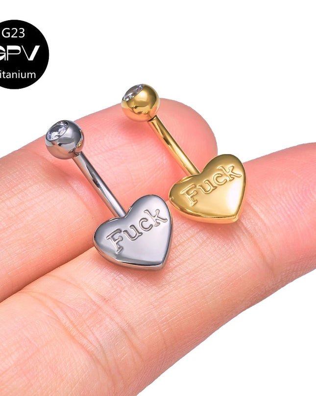 ASTM G23 Titanium Love Belly Button Ring Engraved Letters Internal Thread Women's Pierced Jewelry Belly Button Ornament