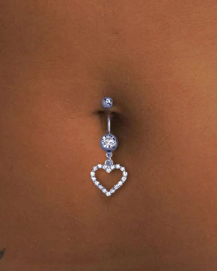 Stonefans Rhinestone Heart Belly Button Nails Body Piercing Jewelry Sexy Crystal Belly Button Ring Wholesale Jewelry for Women