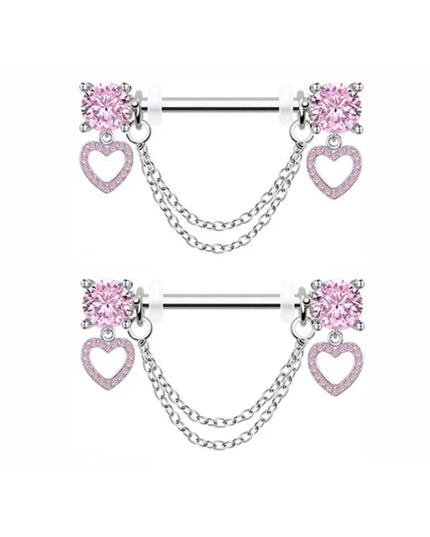 1Pair Pink Butterfly Nipple Piercing Jewelry Shiny Crystal Nipple Rings For Women Girls Heart Nipple Barbells Piercing Pezon