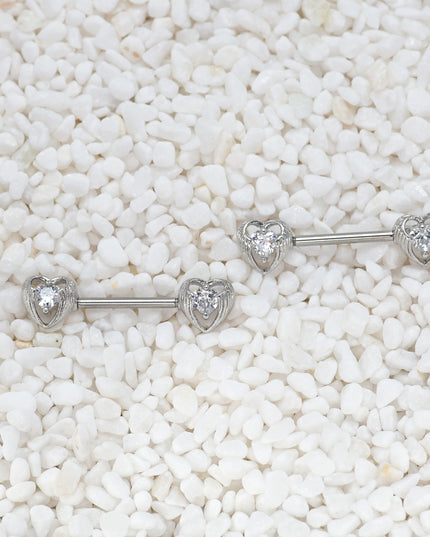 1Pair Surgical Steel Nipple Rings Nipple Piercing Bar Jewelry for Women Men with Sparkle CZ 14G Barbell Body Jewelry Accessories