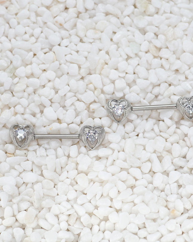 1Pair Surgical Steel Nipple Rings Nipple Piercing Bar Jewelry for Women Men with Sparkle CZ 14G Barbell Body Jewelry Accessories