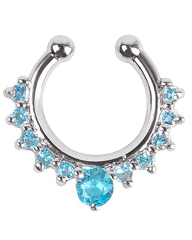 1pc New Fake Piercing Jewelry Clip On Nose Septum Ring for Women Fake Nose Rings Hoop Crysta Faux Non Pierced Nose Ring Earrings