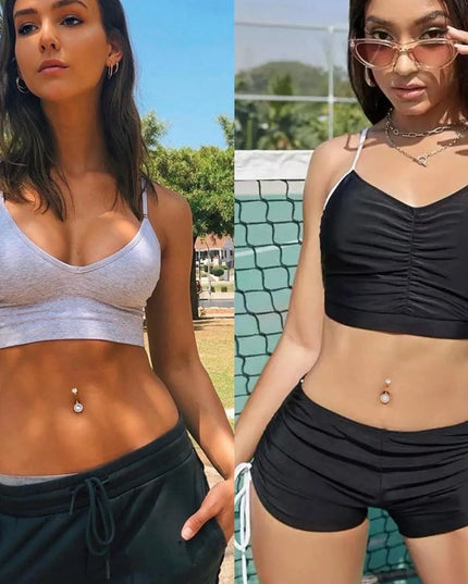 G23 Titanium Belly Button Ring for Women Cubic Zirconia Opal 14G Gold Plated Belly Ring Hypoallergenic for New Piercing With Box