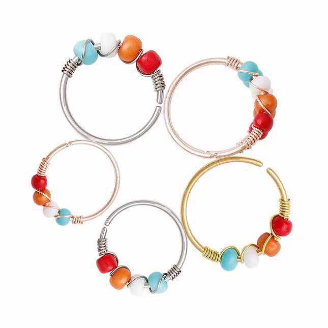 Stainless Steel Nose Rings for Women Bohemia Bead Septum Nose Piercing Jewelry Septum Hoop Ring Body Jewelry