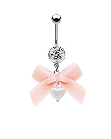 Beautiful Bow Belly Button Ring for Women Heart-shaped Belly Piercing Jewerly Surgical Steel Body Piercing Jewelry