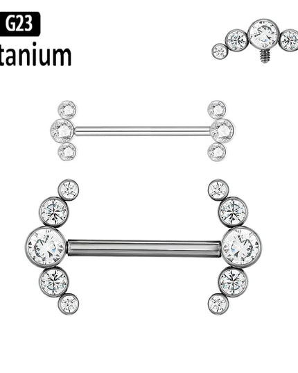 ASTM F136 Titanium Nipple Piercing Jewelry CZ Bezel Tongue Ring Nipple Bars Piercing for Breasts Sexy Piercing Jewelry for Women