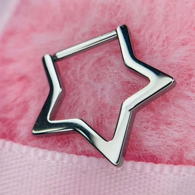 Y2K Jewelry Stainless Steel Star Nose Septum Piercing Accessories Goth Fashion Charm Punk Grunge Body Piercing Nose Rings
