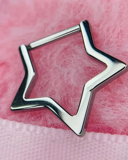 Y2K Jewelry Stainless Steel Star Nose Septum Piercing Accessories Goth Fashion Charm Punk Grunge Body Piercing Nose Rings