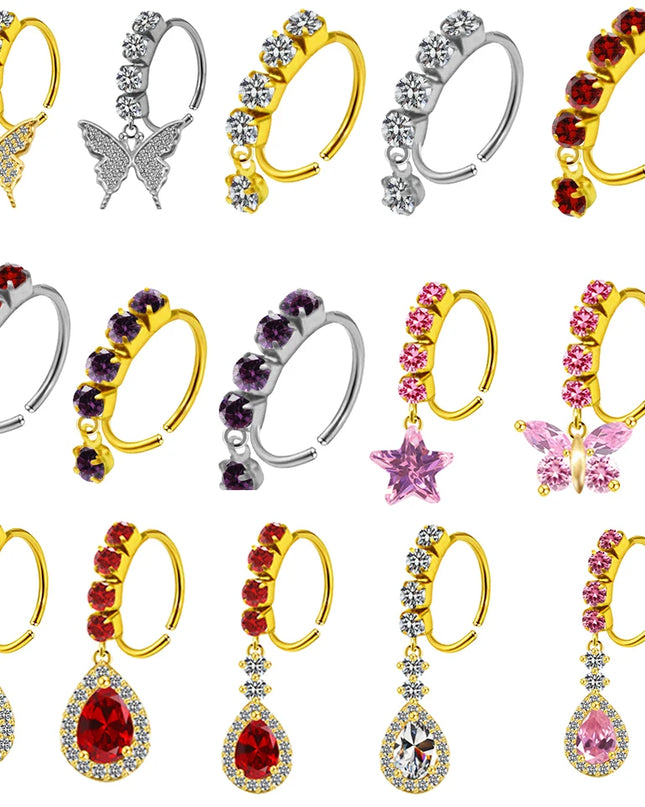Nose Piercing Nose Ring Stainless Steel Colorful Nose Ring Dangle Nose Rings Piercing Jewelry For Women