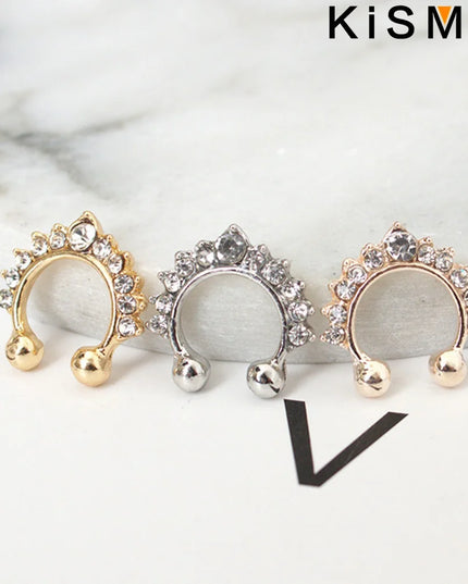 1PC Fashion Rhinestone Nose Ring Lip Ring Faux Septum Rings Unisex Jewelry Perfect for Women Men Stylish Earring Set