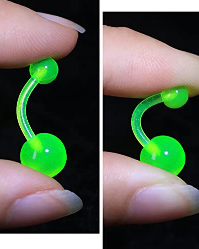 1-10Piece Belly Button Rings Glow in the Dark Belly Rings Acrylic Flexible Barbells Colorful Navel Piercing Jewellery Navel Bars