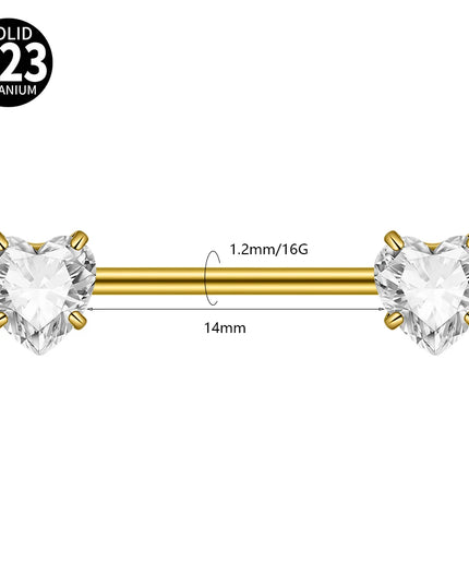 1PC G23 Titanium Double Clear Cz Nipple Rings Internal Thread Barbell Nipple Piercing Nipple Shield 16G Body Piercing Jewelry