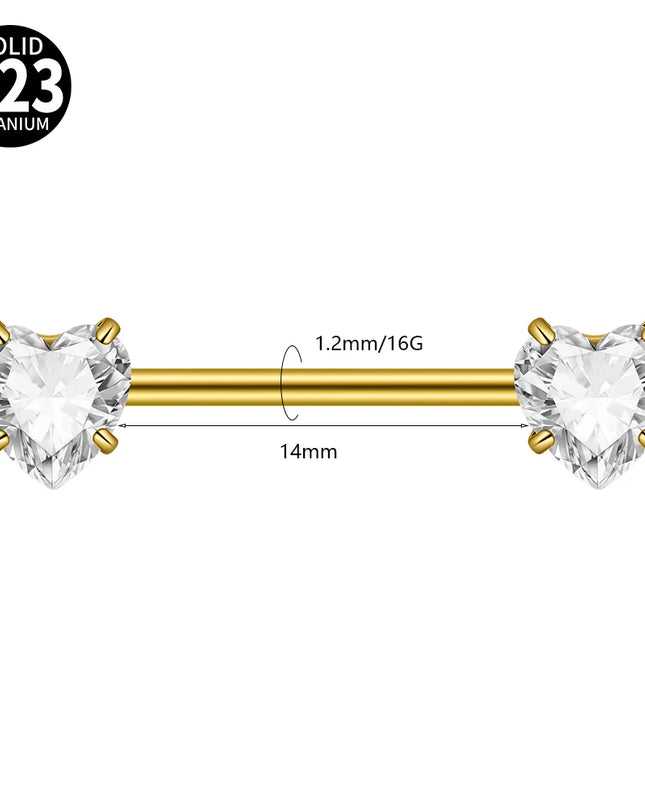 1PC G23 Titanium Double Clear Cz Nipple Rings Internal Thread Barbell Nipple Piercing Nipple Shield 16G Body Piercing Jewelry