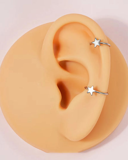 1PCS Nose Rings Hoops 20G 18G Nose Rings Stainless Steel Star Hoop Earrings Septum Clicker Hinged Segment Septum Hoops 8mm 10mm