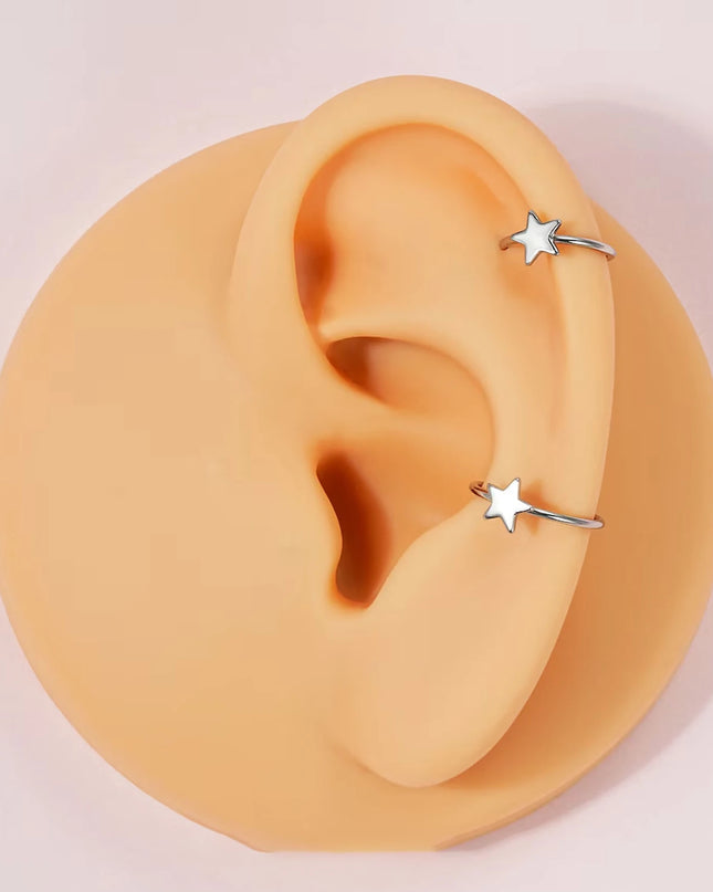 1PCS Nose Rings Hoops 20G 18G Nose Rings Stainless Steel Star Hoop Earrings Septum Clicker Hinged Segment Septum Hoops 8mm 10mm