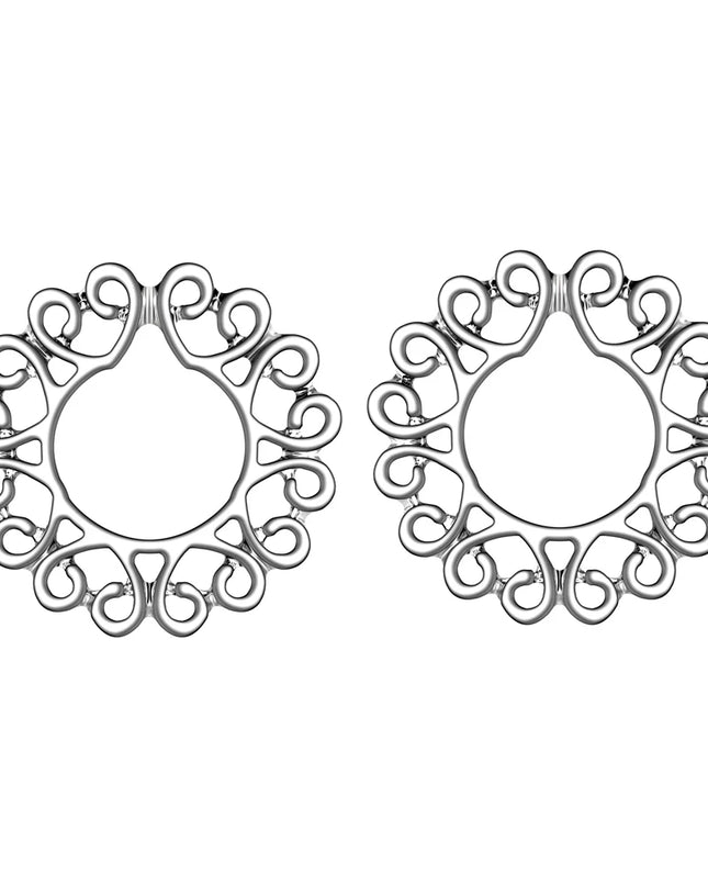 Sexy Fake Piercing Nipple Rings for Women Hollow Pattern Nipple Clamp 316L Stainless Steel Beach Party Chest Decor Body Jewelry