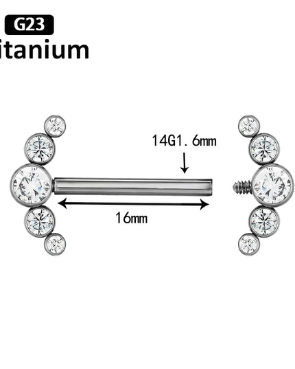 ASTM F136 Titanium Nipple Piercing Jewelry CZ Bezel Tongue Ring Nipple Bars Piercing for Breasts Sexy Piercing Jewelry for Women