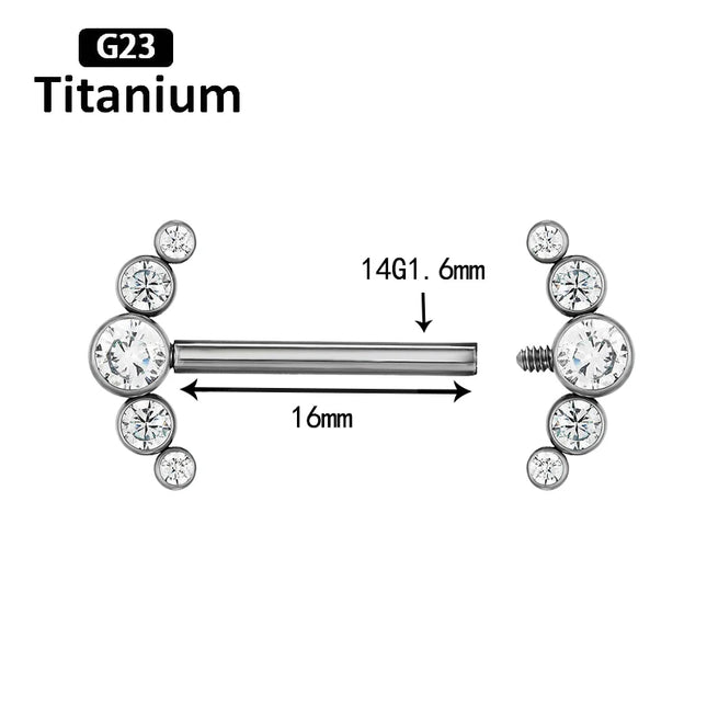 ASTM F136 Titanium Nipple Piercing Jewelry CZ Bezel Tongue Ring Nipple Bars Piercing for Breasts Sexy Piercing Jewelry for Women