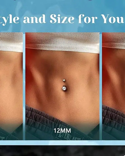 Bobisty Belly Button Rings 316L Surgical Steel Hypoallergenic Belly Button Rings Shiny CZ Belly Button Piercing Jewelry