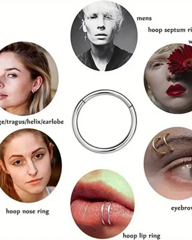 316 Surgical Steel Hinged Nose Rings Hoop Diameter 6mm 8mm 10mm Golden Silvery Black Rainbow Rose Golden Nose Rings Easter gift