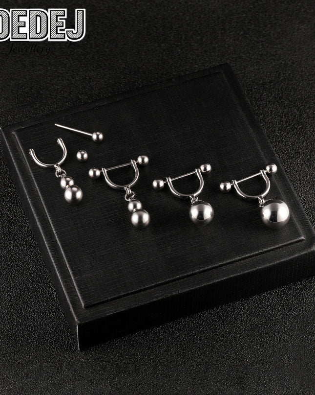 AOEDEJ 1 PC/1 Pair 14/16G Stainless Steel Nipple Rings Unisex Pendant Nipple Piercings Straight Rod Barbell Dangle Body Jewelry