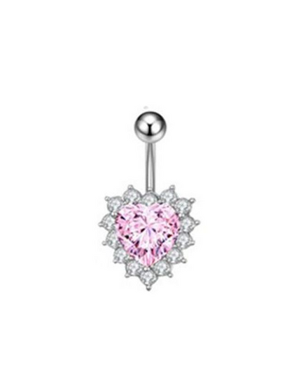 Steel Belly Button Rings Pink Crystal Piercing Navel Heart Style Navel Piercing Earring Belly Piercing Sexy Body Jewelry Ombligo