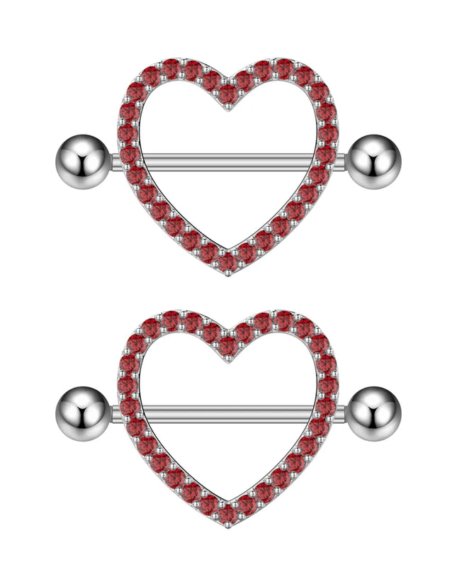 A Pair Cute Heart Dangled Nipple Piercings Barbell for Women Pink Color Moon Butterfly Shaped Sexy Nipple Rings Shield Bar Sets