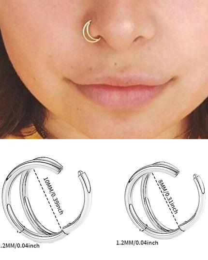 Nose Rings Hoops Double Septum Rings Cartilage Hoop Earring Piercing Nariz Open Stacked Hoop Nose Rings for Women and Men
