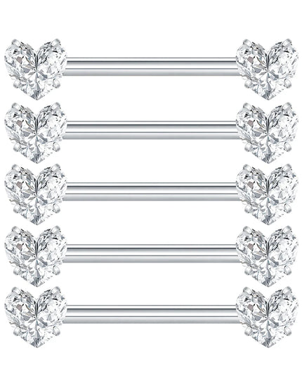 1/5PCS Titanium 14G Nipple Piercing Jewelry Crystal CZ Nipple Rings For Women Girls Heart Zircon Nipple Barbells Mamilo Piercing