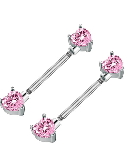 A Pair Cute Heart Dangled Nipple Piercings Barbell for Women Pink Color Moon Butterfly Shaped Sexy Nipple Rings Shield Bar Sets