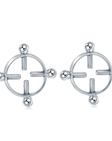 2pcs/lot Steel Round Screw Faux Nipple Clip Rings Sexy Piercing for Women Non Piercing Fake Breast Nail Shield Ring Jewelry Gift