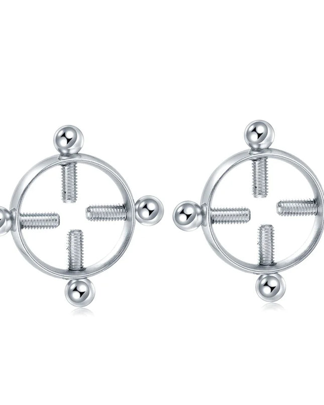 2pcs/lot Steel Round Screw Faux Nipple Clip Rings Sexy Piercing for Women Non Piercing Fake Breast Nail Shield Ring Jewelry Gift