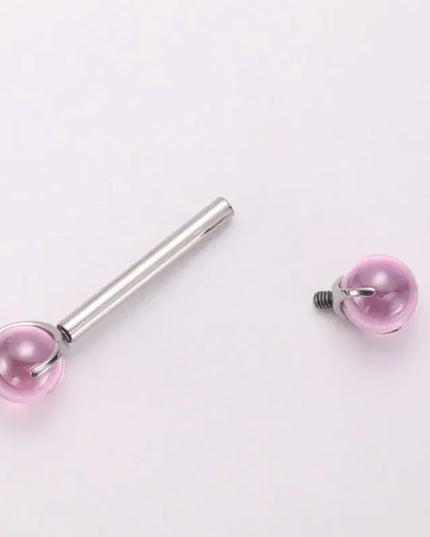ASTM F136 Titanium Nipple Piercing 14G Internally Threaded Straight Barbell with Crystal Tongue Ring Nipple Industrial Piercing