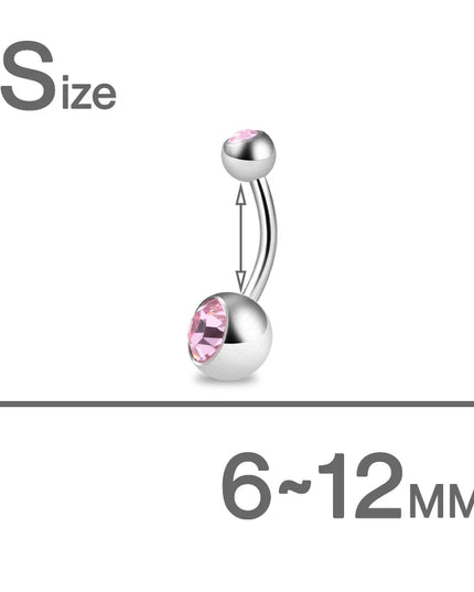 ASTM F136 Titanium Belly Button Ring 14G CZ Navel Barbell Body Jewelry 6/8/10/12mm Hypoallergenic 1Pc