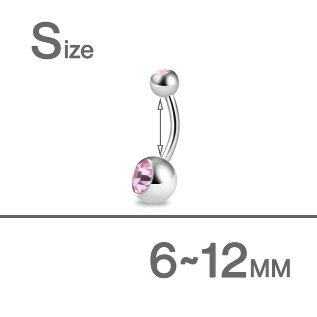 ASTM F136 Titanium Belly Button Ring 14G CZ Navel Barbell Body Jewelry 6/8/10/12mm Hypoallergenic 1Pc