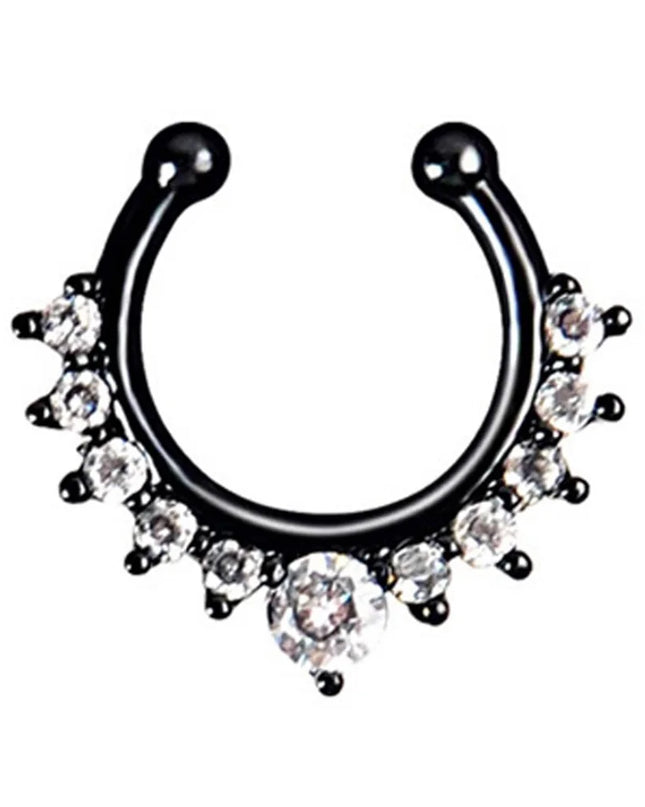 1pc New Fake Piercing Jewelry Clip On Nose Septum Ring for Women Fake Nose Rings Hoop Crysta Faux Non Pierced Nose Ring Earrings