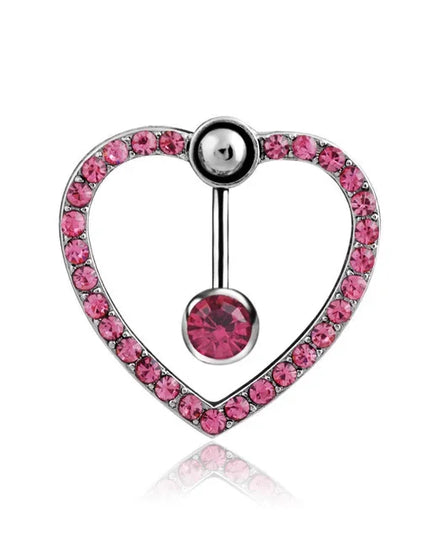 Steel Belly Button Rings Pink Crystal Piercing Navel Heart Style Navel Piercing Earring Belly Piercing Sexy Body Jewelry Ombligo