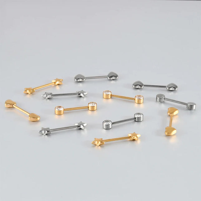 2PC G23 Titanium Goth 14G Circular Nipple Shield CZ Clicker Jewelry Round Nipple Ring Barbell Piercing Jewelry For Women Girls