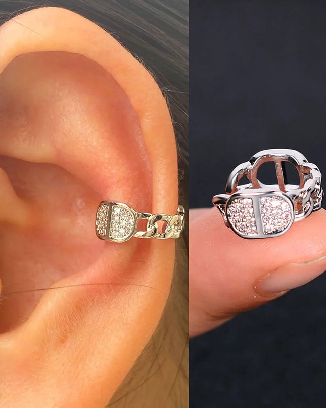 1Piece Zircon Charming Clip On Earrings Ear Cuff Without Piercing Women Geometric C Shape Earscreen Earcuffs Wrap Climb Earring