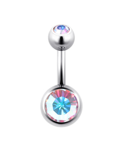ASTM F136 Titanium Belly Button Ring 14G CZ Navel Barbell Body Jewelry 6/8/10/12mm Hypoallergenic 1Pc
