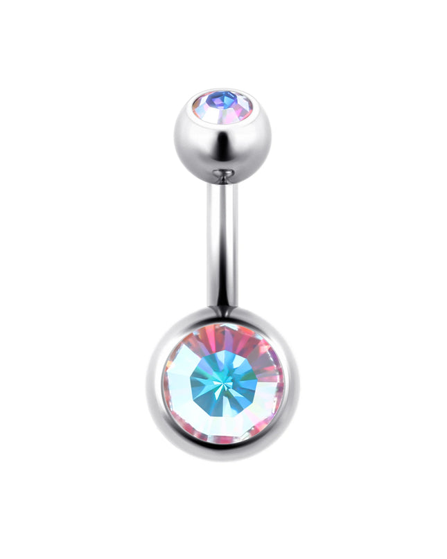 ASTM F136 Titanium Belly Button Ring 14G CZ Navel Barbell Body Jewelry 6/8/10/12mm Hypoallergenic 1Pc