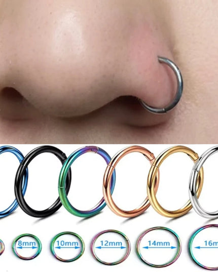 Nose Rings Septum Piercing Clicker Nose Hoops Piercings Titanium Hinged Segment Rings Helix Piercing Unisex Body Jewelry Earring
