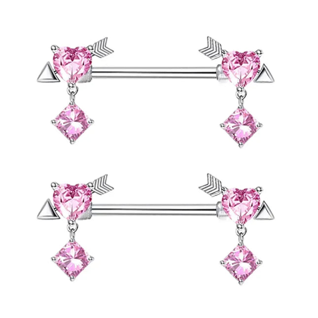 2 Pcs Stainless Steel Pink Nipple Piercing Jewelry Heart Wings Niplple Barbell Moon Devil Nipple Rings Body Piercing Pezon Mujer