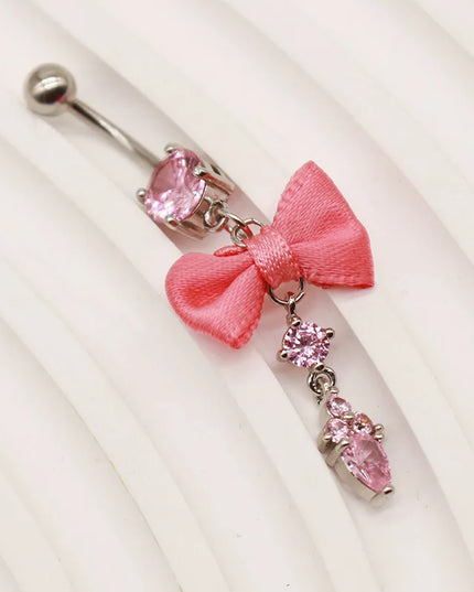 Beautiful Bow Belly Button Ring for Women Heart-shaped Belly Piercing Jewerly Surgical Steel Body Piercing Jewelry