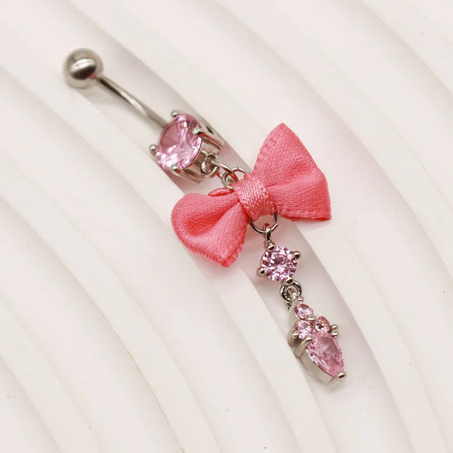 Beautiful Bow Belly Button Ring for Women Heart-shaped Belly Piercing Jewerly Surgical Steel Body Piercing Jewelry