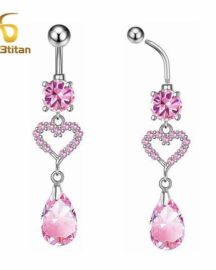 Long Belly Button Rings for Women 14G Titanium Bar Butterfly Heart Charms Dangle Navel Piercing Jewelry Beach Sexy Accessories