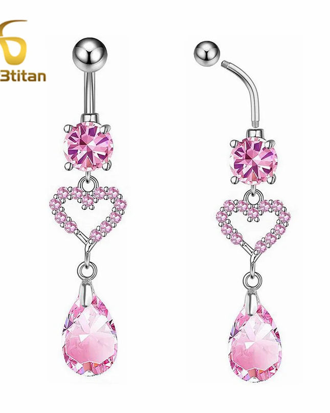 Long Belly Button Rings for Women 14G Titanium Bar Butterfly Heart Charms Dangle Navel Piercing Jewelry Beach Sexy Accessories